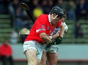 8 April 2001; John Browne of Cork in action against Tony Browne of Waterford during the Allianz GAA National Hurling League Division 1B Round 4 match between Cork and Waterford at Páirc Uí Chaoimh in Cork. Photo by David Maher/Sportsfile