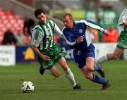 25 March 2001; Paddy McGranahan of Finn Harps in action against Colm Tresson of Bray Wanderers during the Eircom League Premier Division match between Bray Wanderers and Finn Harps at the Carlisle Grounds in Bray, Wicklow. Photo by Ray Lohan/Sportsfile