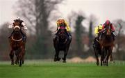 16 April 2001; Dr. Brendler, with Francis Berry up, left, on his way to winning the Leopardstown 2000 Guineas Trial Stakes ahead of Derivitive, with Kevin Manning up, centre, who was second and Mozart, with Mick Kinane up, who was third at Leopardstown Racecourse in Dublin. Photo by Brendan Moran/Sportsfile