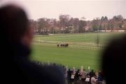 16 April 2001; Horses coming up the last furlong during the Leopardstown 1000 Guineas Trial Stakes on the first day back of Horse Racing in Ireland since racing was suspended due to foot and mouth at Leopardstown Racecourse in Dublin. Photo by Brendan Moran/Sportsfile