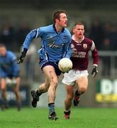 8 April 2001; Coman Goggins of Dublin gets away from Seán Óg De Paor of Galway during the Allianz GAA National Football League Division 1A match between Dublin and Galway at Parnell Park in Dublin. Photo by Aoife Rice/Sportsfile