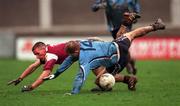 8 April 2001; Dessie Farrell of Dublin in action against Seán Óg De Paor of Galway during the Allianz GAA National Football League Division 1A match between Dublin and Galway at Parnell Park in Dublin. Photo by Aoife Rice/Sportsfile