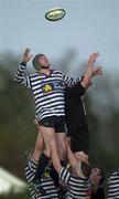 17 April 2001; John Fitzgerald of Blackrock College contests a line-out against Dermot Quinn of Terenure College during the AIB All-Ireland League Division 1 match between Blackrock College and Terenure College at Blackrock College RFC at Stradbrook Road in Dublin. Photo by Brendan Moran/Sportsfile