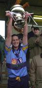 18 April 2001; UCD captain David Hegarty lifts the Fitzgibbon Cup after the Fitzgibbon Cup Final Replay match between UCD and UCC at McDonagh Park in Nenagh, Tipperary. Photo by Ray McManus/Sportsfile