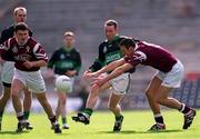 16 April 2001; Sean O'Brien of Nemo Rangers is tackled by Michael Moyles of Crossmolina during the AIB All-Ireland Senior Club Football Championship Final match between Crossmolina and Nemo Rangers at Croke Park in Dublin. Photo by Ray McManus/Sportsfile