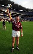 16 April 2001; Liam Moffat of Crossmolina celebrates with the Andy Merrigan Cup after the AIB All-Ireland Senior Club Football Championship Final match between Crossmolina and Nemo Rangers at Croke Park in Dublin. Photo by Pat Murphy/Sportsfile