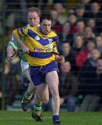 19 April 2001; Barry Murphy of Clare races clear of Stephen McDonagh of Limerick during the Allianz GAA National Hurling League Division 1A Round 5 match between Limerick and Clare at the Gaelic Grounds in Limerick. Photo by Ray McManus/Sportsfile