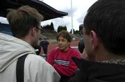 20 April 2001; Diego Dominguez is interviewed after Stade Francais squad training at the Stadium Lille Metropole in Lille, France. Photo by Matt Browne/Sportsfile