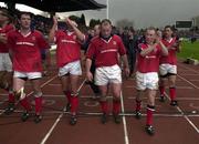 21 April 2001; Munster players, from left, Anthony Foley, Dion O'Cuinneagain, Frank Sheahan, Peter Stringer and Jason Holland after the Heineken European Cup Semi-Final match between Stade Francais and Munster at Stadium Lille Metropole in Lille, France. Photo by Matt Browne/Sportsfile