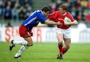 21 April 2001; Anthony Horgan of Munster in action against David Auradou of Stade Francais during the Heineken European Cup Semi-Final match between Stade Francais and Munster at Stadium Lille Metropole in Lille, France. Photo by Brendan Moran/Sportsfile