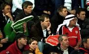 21 April 2001; Dejected Munster fans look on late on during the Heineken European Cup Semi-Final match between Stade Francais and Munster at Stadium Lille Metropole in Lille, France. Photo by Brendan Moran/Sportsfile