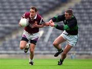 16 April 2001; Johnny Leonard of Crossmolina is tackled by Larry Kavanagh of Nemo Rangers during the AIB All-Ireland Senior Club Football Championship Final match between Crossmolina and Nemo Rangers at Croke Park in Dublin. Photo by Ray McManus/Sportsfile