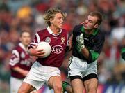 16 April 2001; Ciarán McDonald of Crossmolina holds off the challenge of Kieran Connolly of Nemo Rangers during the AIB All-Ireland Senior Club Football Championship Final match between Crossmolina and Nemo Rangers at Croke Park in Dublin. Photo by Damien Eagers/Sportsfile