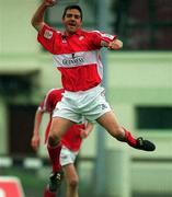 22 April 2001; Mark Herrick of Cork City celebrates the winning goal during the Eircom League Premier Division match between Shamrock Rovers and Cork City at Morton Stadium in Dublin. Photo by Pat Murphy/Sportsfile