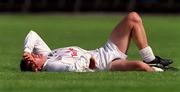 22 April 2001; Patrick Murray of Kildare after picking up an injury during the Allianz GAA National Football League Division 2 Semi-Final match between Cork and Kildare at McDonagh Park in Nenagh, Tipperary. Photo by Ray McManus/Sportsfile