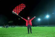 26 April 2001; Longford Town fan Gerry Mattews celebrates on the pitch after the FAI Harp Lager Cup Semi-Final Replay match between Longford Town and Waterford Town at Flancare Park in Longford. Photo by Damien Eagers/Sportsfile