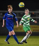 14 March 2015; Yvonne Hedien of Castlebar Celtic in action against Hayley Nolan of Peamount United during the Continental Tyres Women's National League match between Castlebar Celtic and Peamount United at Celtic Park in Castlebar, Mayo. Photo by Pat Murphy/Sportsfile