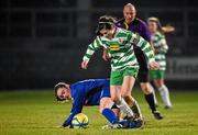 14 March 2015; Rachel Kearns of Castlebar Celtic in action against Jessica Gargan of Peamount United during the Continental Tyres Women's National League match between Castlebar Celtic and Peamount United at Celtic Park in Castlebar, Mayo. Photo by Pat Murphy/Sportsfile