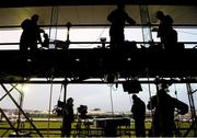 27 February 2016; A general view of television crews setting up at the Sportsground. Guinness PRO12, Round 16, Connacht v Ospreys, Sportsground, Galway. Picture credit: Cody Glenn / SPORTSFILE