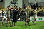 28 February 2016; Leinster players clap their supporters following their victory over Zebre. Guinness PRO12, Round 16, Zebre v Leinster, Stadio Sergio Lanfranchi, Parma, Italy. Picture credit: Seb Daly / SPORTSFILE