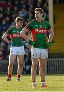 28 February 2016;  A dejected Lee Keegan, Mayo, at the final whistle. Allianz Football League, Division 1, Round 3, Donegal v Mayo, MacCumhaill Park, Ballybofey, Co. Donegal. Picture credit: Oliver McVeigh / SPORTSFILE