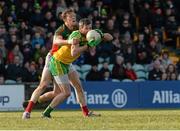 28 February 2016; Christy Toye, Donegal, in action against Donal Vaughan, Mayo. Allianz Football League, Division 1, Round 3, Donegal v Mayo, MacCumhaill Park, Ballybofey, Co. Donegal. Picture credit: Oliver McVeigh / SPORTSFILE