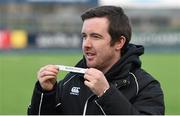 28 February 2016; Noel McKenna, Leinster Schools Committee, draws out the name of Belvedere College during the Bank of Ireland Leinster Schools Junior Cup Semi Final Draw at Donnybrook Stadium, Donnybrook, Dublin. Picture credit: Stephen McCarthy / SPORTSFILE
