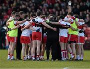 28 February 2016; The Derry team talk before the game. Allianz Football League, Division 2, Round 3, Derry v Galway. Celtic Park, Derry. Picture credit: Philip Fitzpatrick / SPORTSFILE