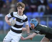 28 February 2016; John Meagher, Belvedere College, is tackled by Daniel Caulfield, Newbridge College. Bank of Ireland Leinster Schools Junior Cup, Round 2, Belvedere College v Newbridge College. Donnybrook Stadium, Donnybrook, Dublin. Picture credit: Stephen McCarthy / SPORTSFILE