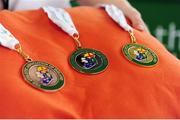28 February 2016; A general view of the competition medals. The GloHealth National Senior Indoor Championships Senior Track & Field. AIT Arena, Athlone, Co. Westmeath.  Picture credit: Tomas Greally / SPORTSFILE
