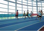 28 February 2016; Mark English, centre, UCD AC, Dublin, on his way to winning the Men's 800m event. The GloHealth National Senior Indoor Championships Senior Track & Field. AIT Arena, Athlone, Co. Westmeath.  Picture credit: Tomas Greally / SPORTSFILE