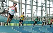 28 February 2016; Eventual winner Richard Morrissey, Crusaders AC, Dublin, left, in action during the Men's 400m event. The GloHealth National Senior Indoor Championships Senior Track & Field. AIT Arena, Athlone, Co. Westmeath.  Picture credit: Tomas Greally / SPORTSFILE