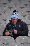27 February 2016; A Dublin supporter reads his programme before the game. Allianz Football League, Division 1, Round 3, Dublin v Monaghan, Croke Park, Dublin. Picture credit: Ray McManus / SPORTSFILE