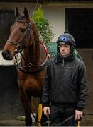 29 February 2016; Jockey Ruby Walsh with Djakadam at Willie Mullins's stables ahead of the Cheltenham Festival. Willie Mullins Stable Visit ahead of Cheltenham 2016. Closutton, Bagenalstown, Co. Carlow. Picture credit: Brendan Moran / SPORTSFILE