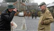 29 February 2016; Trainer Willie Mullins, right, poses for photographer Pat Healy at his stables ahead of the Cheltenham Festival. Willie Mullins Stable Visit ahead of Cheltenham 2016. Closutton, Bagenalstown, Co. Carlow. Picture credit: Seb Daly / SPORTSFILE