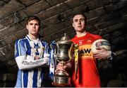 29 February 2016; Castlebar Mitchels’ Paddy Durcan is pictured alongside Darragh Nelson, from Ballyboden St. Endas, ahead of their clash in the AIB GAA Football Senior Club Championship Final in Croke Park on St Patrick’s Day. For exclusive content and to see why the AIB Club Championships are #TheToughest follow us @AIB_GAA and on Facebook at facebook.com/AIBGAA. AIB GAA Senior Football Club Championship Finals Media Day. Grand Canal Quay, Dublin. Picture credit: Stephen McCarthy / SPORTSFILE