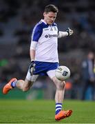 27 February 2016; Conor McManus kicks a free for Monaghan. Allianz Football League, Division 1, Round 3, Dublin v Monaghan, Croke Park, Dublin. Picture credit: Ray McManus / SPORTSFILE