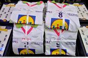 1 June 2016; A general view of Division 4 jerseys at the Lidl Ladies Teams of the League Award Night. The Lidl Teams of the League were presented at Croke Park with 60 players recognised for their performances throughout the 2016 Lidl National Football League Campaign. The 4 teams were selected by opposition managers who selected the best players in their position with the players receiving the most votes being selected in their position. Croke Park, Dublin. Photo by Cody Glenn/Sportsfile