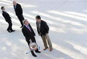 10 February 2010; At the launch of the Allianz GAA hurling leagues 2010, are from left, Liam Sheedy, Tipperary manager, Brian Cody, Kilkenny manager, Brendan Murphy, CEO, Allianz Ireland and Denis Walsh, Cork manager. Allianz Headquarters, Allianz House, Elmpark, Merrion Road, Dublin. Picture credit: Brendan Moran / SPORTSFILE