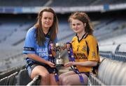 1 March 2016; The Lidl All Ireland Post Primary School’s Finals were launched today at Croke Park. The finals will be contested at Senior and Junior level with 3 finals at each grade. Scoil Mhuire, Carrick on Suir, Tipperary, will meet the 2014 Champions, Coláiste Íosagáin in the Lidl PPS Senior A All Ireland Final. John the Baptist from Limerick will meet Holy Rosary College from Mountbellew in Galway in the Senior B Final with Gallen C.S Ferbane taking on Scoil Phobail Sliabh Luachra from Kerry in the Senior C final. The Lidl PPS All Ireland Junior A Final will see Scoil Críost Rí from Portlaoise meeting St. Ronan’s College from Armagh. Killorglin from Kerry will meet the Presentation College from Tuam in the Lidl Junior B PPS All Ireland Final and Scoil Phobal Sliabh Luachra, Kerry, will meet Mercy S.S from Ballymahon in Longford in the Junior C decider. Full details for the finals including venues and throw in times are available from www.ladiesgaelic.ie. Pictured are Emer Nelly, Gallen C.S. Ferbane, Co. Offaly, and Sarah Murphy, Scoil Phobail Sliabh Luachra, Co. Kerry. Croke Park, Dublin. Picture credit: Sam Barnes / SPORTSFILE