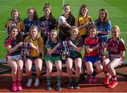 1 March 2016; The Lidl All Ireland Post Primary School’s Finals were launched today at Croke Park. The finals will be contested at Senior and Junior level with 3 finals at each grade. Scoil Mhuire, Carrick on Suir, Tipperary, will meet the 2014 Champions, Coláiste Íosagáin in the Lidl PPS Senior A All Ireland Final. John the Baptist from Limerick will meet Holy Rosary College from Mountbellew in Galway in the Senior B Final with Gallen C.S Ferbane taking on Scoil Phobail Sliabh Luachra from Kerry in the Senior C final. The Lidl PPS All Ireland Junior A Final will see Scoil Críost Rí from Portlaoise meeting St. Ronan’s College from Armagh. Killorglin from Kerry will meet the Presentation College from Tuam in the Lidl Junior B PPS All Ireland Final and Scoil Phobal Sliabh Luachra, Kerry, will meet Mercy S. S from Ballymahon in Longford in the Junior C decider. Full details for the finals including venues and throw in times are available from www.ladiesgaelic.ie. Pictured are, from left, first row, Aisling McCormack, Mercy S.S., Ballymahon, Co. Longford, Sinéad Warren, Scoil Phobail Sliabh Luachra, Co. Kerry, Meave Phelan, Scoil Chríost Rí, Portlaoise, Co. Laois,  Megan McCann, St Ronan's College Lurgan, Co. Armagh, Fiandhna Tangey, Killorgan, Co. Kerry, and Amy Coen, Presentation College Currylea, Tuam, Co. Galway. Second Row, from left, Muireann Ní Ghormáin, Coláiste losagain, Stillorgan, Co. Dublin, Aiofe Murray, Scoil Mhuire,  Carrick on Suir, Co. Tipperary, Claire Dunleavey, Holy Rosary College Mountbellew, Co. Galway, and Eimear Daly, John the Baptist, Co. Limerick, Sarah Murphy, Scoil Phobail Sliabh Luachra, Co. Kerry, and, Emer Nelly, Gallen C.S. Ferbane, Co. Offaly. Croke Park, Dublin. Picture credit: Sam Barnes / SPORTSFILE
