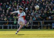 28 February 2016; Robert Hennelly, Mayo kicking a 45 kick. Allianz Football League, Division 1, Round 3, Donegal v Mayo, MacCumhaill Park, Ballybofey, Co. Donegal. Picture credit: Oliver McVeigh / SPORTSFILE