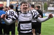 1 March 2016; Alan Tynan, Cistercian College Roscrea, celebrates at the end of the game. Bank of Ireland Leinster Schools Senior Cup, Semi-Final, Clongowes Wood College v Cistercian College Roscrea, Donnybrook Stadium, Donnybrook, Dublin. Picture credit: David Maher / SPORTSFILE