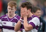 1 March 2016; A dejected Miles O'Connor, Clongowes Wood College, at the end of the game. Bank of Ireland Leinster Schools Senior Cup, Semi-Final, Clongowes Wood College v Cistercian College Roscrea, Donnybrook Stadium, Donnybrook, Dublin. Picture credit: David Maher / SPORTSFILE