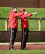 2 March 2016; Munster temporary consultant Andy Farrell, left, and Felix Jones in conversation during squad training. University of Limerick, Limerick. Picture credit: Diarmuid Greene / SPORTSFILE