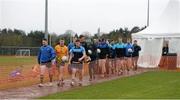 19 February 2016; The Dublin City University squad make their way to the field. University of Ulster Jordanstown v Dublin City University - Independent.ie HE GAA Sigerson Cup Semi-Final. UUJ, Jordanstown, Co. Antrim.  Picture credit: Oliver McVeigh / SPORTSFILE
