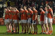 27 February 2016; The Armagh team standing for a minutes silence. Allianz Football League, Division 2, Round 3, Armagh v Fermanagh, Athletic Grounds, Armagh. Picture credit: Oliver McVeigh / SPORTSFILE