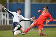 3 March 2016; Aidan Keena, Republic of Ireland, in action against Andre Pocas Ribeiro, Switzerland. U17 International Friendly, Republic of Ireland v Switzerland. RSC, Waterford. Picture credit: Matt Browne / SPORTSFILE