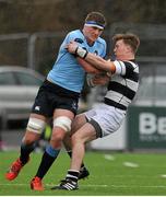 3 March 2016; Oisin Dowling, St. Michael's College, is tackled by David Hawkshaw, Belvedere College. Bank of Ireland Leinster Schools Senior Cup Semi-Final, Belvedere College v St. Michael's College. Donnybrook Stadium, Donnybrook, Dublin. Picture credit: Sam Barnes / SPORTSFILE