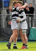 3 March 2016; James McKeown, Belvedere College, celebrates with Conor Jennings after scoring his third of the game. Bank of Ireland Leinster Schools Senior Cup Semi-Final, Belvedere College v St. Michael's College. Donnybrook Stadium, Donnybrook, Dublin. Picture credit: Sam Barnes / SPORTSFILE